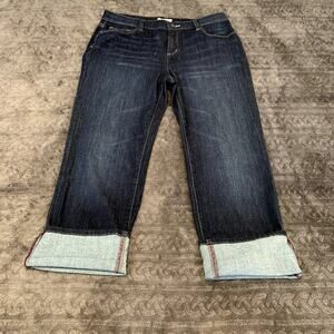 Liz Claiborne Dark Wash Cuffed Boyfriend Jeans Size 12